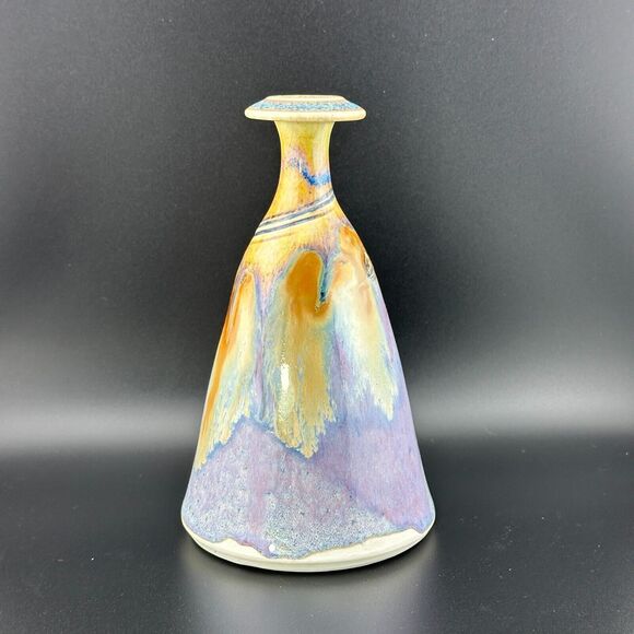 Phil Mayhew Pottery Vase Multicolor Drip Glaze Artist Signed 7" H Tennessee - Picture 2 of 8
